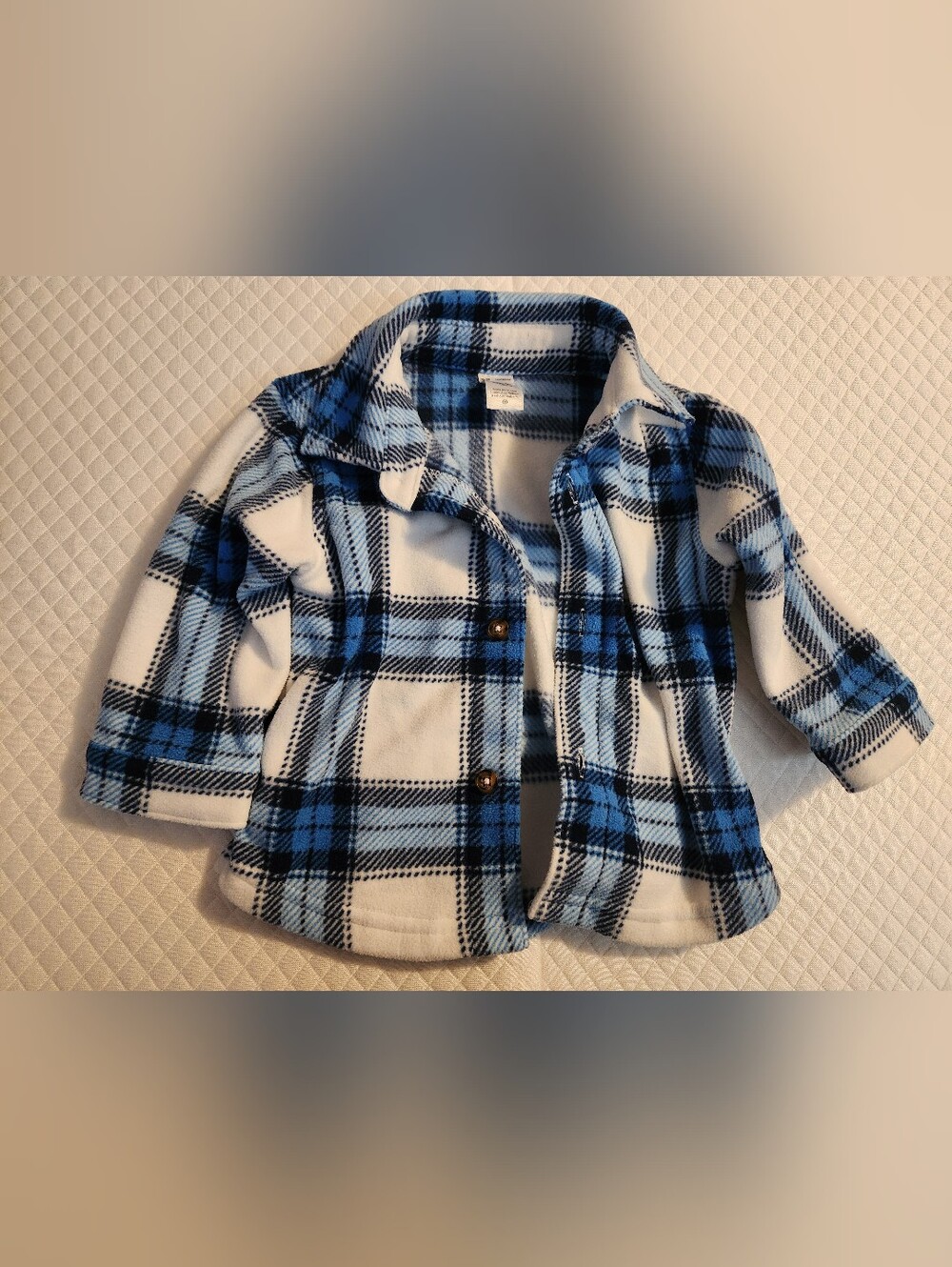 Carter's Blue and White Plaid Fleece Button-Front Shirt